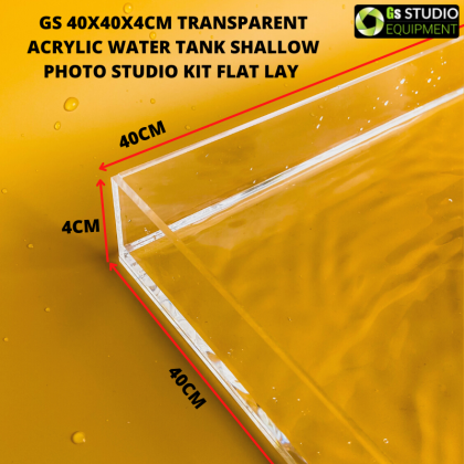 GS 40x40x4cm Transparent Acrylic Water Tank Shallow Sink Photo Studio Kit Tabletop Shooting Flat Lay Props Tray Cosmetics